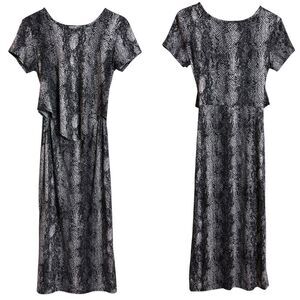TMG New York Soft Fabric Snake Print Midi Dress S/M Post Pregnancy Nursing Mom